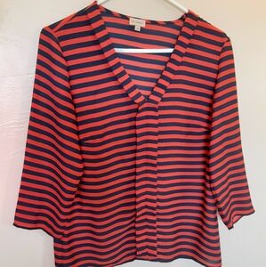 Cremieux Red/Navy Striped Blouse